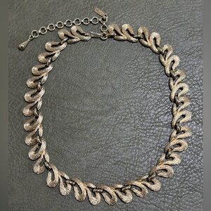 Vintage Monet Textured Light Gold Tone Choker Necklace